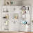 Multifunctional L-Shaped Hall Cabinet with Storage & 4 Hooks, Split-Use Entryway Organizer for Living Room & Kitchen, White-1564946314