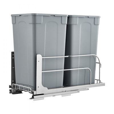 Vevor Double Pullout Waste Container Kitchen Trash Can With Soft Close Grey 27qtx2 In Gray