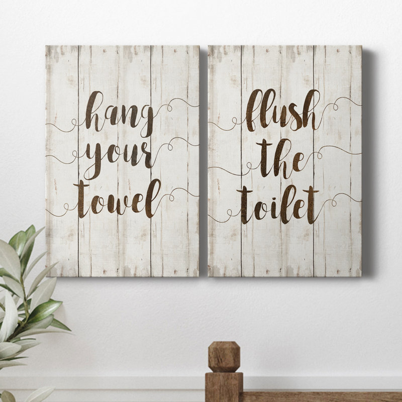 Suspendez votre serviette - ensemble d'art textuel sur toile tendue 2 pièces, H 18 po x l 24 po x P 1 po