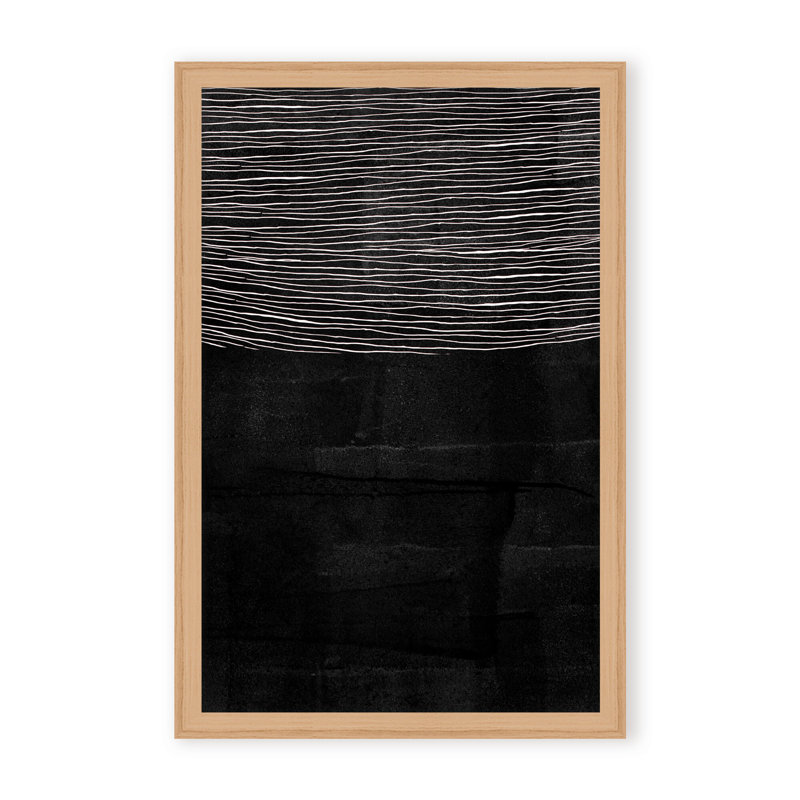 Abstract Blackened Line by  - Picture Frame Painting on Paper, 48" H x 32" W x 1.125" D, Framed Print, Gold