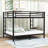 Queen Over Queen Metal Bunk Bed With Side Ladder And Guardrails