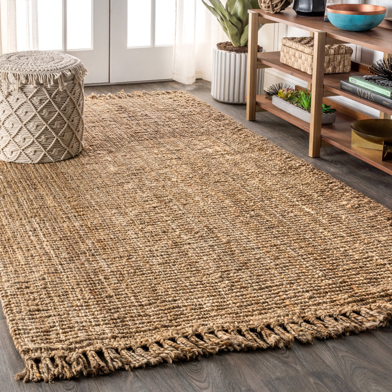 Eastmont Pata Hand Woven Chunky Jute with Fringe Natural Rug, Rectangle 12' x 15'