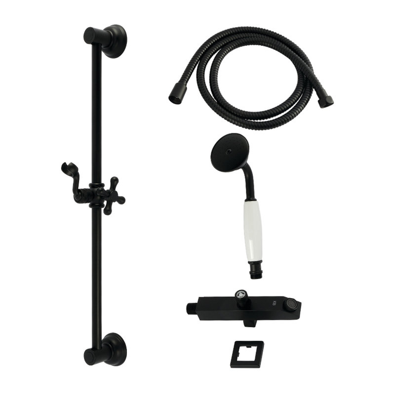 Kingston Brass Made To Match Shower System With Slide/Grab Bar And Hand Shower, Matte Black