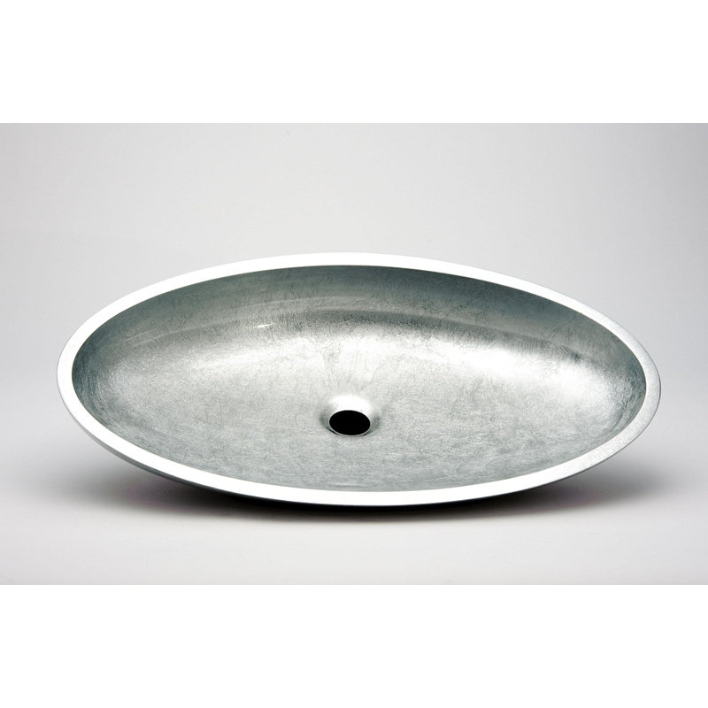 Vetro Freddo 25.6'' L Bathroom Sink, Silver Leaf