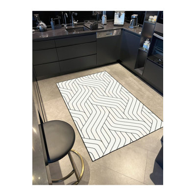 Striped Knotted Pattern Woven Base and Washable Area Rug