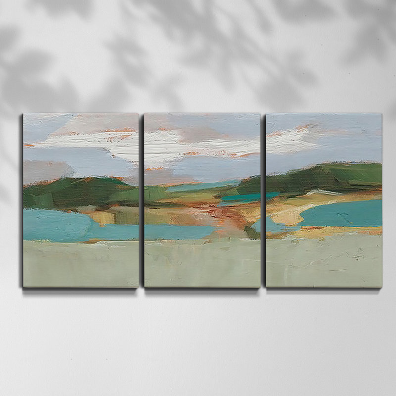 Mediteranian Coast, Gray Day, 1888 - Toile encadrée à pièces multiples, H 27 po x l 54 po x P 2 po