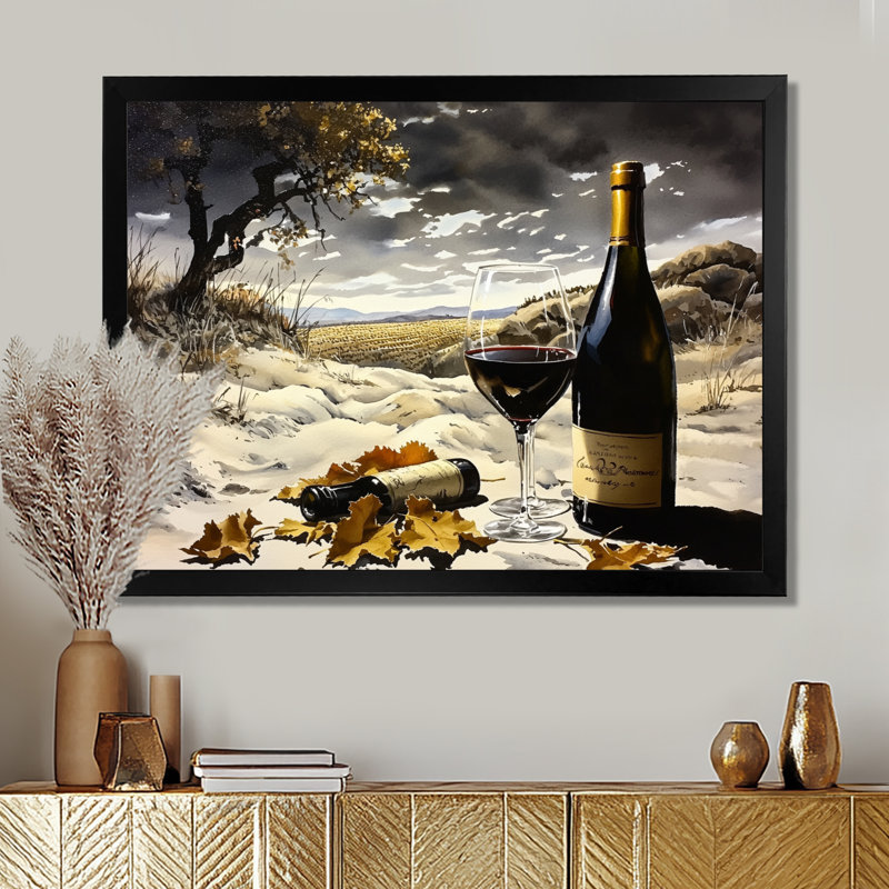 Reproduction sur toile «Wine Wisdom By The Vineyard I» - Vin et champagne, H 12 po x l 20 po, Noir