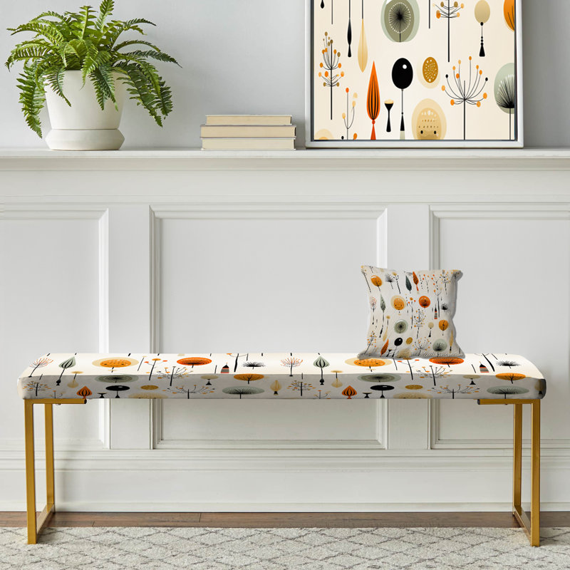 Danois Modern Sophistication - Banc rembourré doré Mid-Century