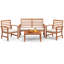 Ensemble de conversation de patio en bois d'acacia pour 4 personnes avec coussins Schlenker-1770400628