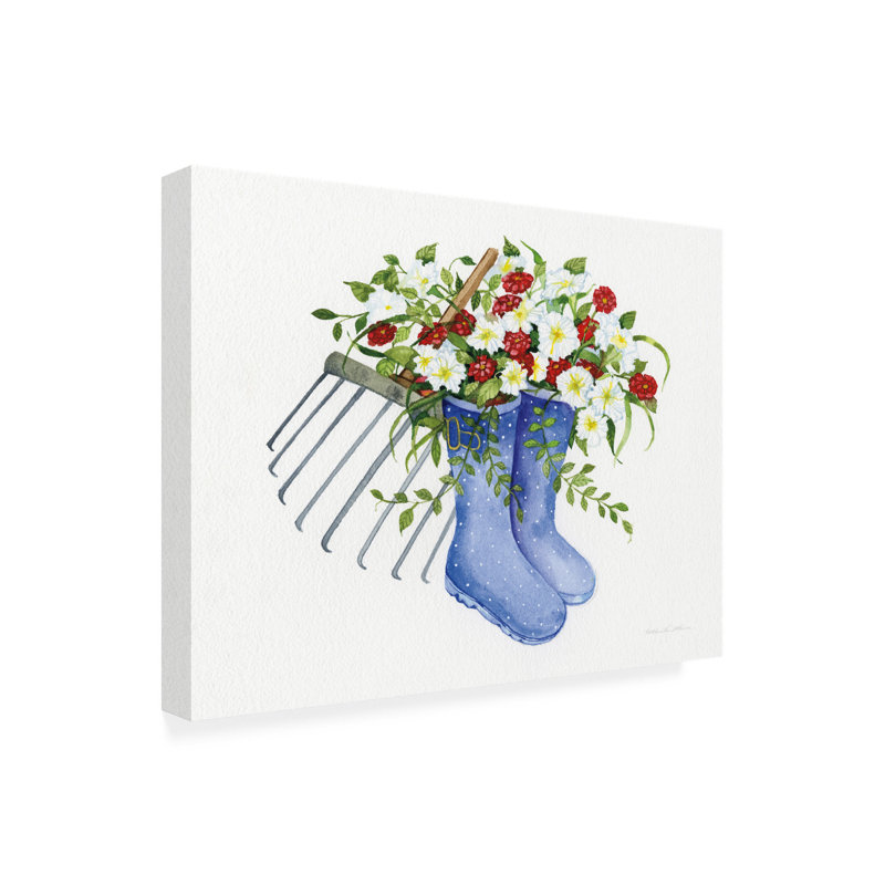 Kathleen Parr McKenna Still Life Boots with Flowers Canvas Art