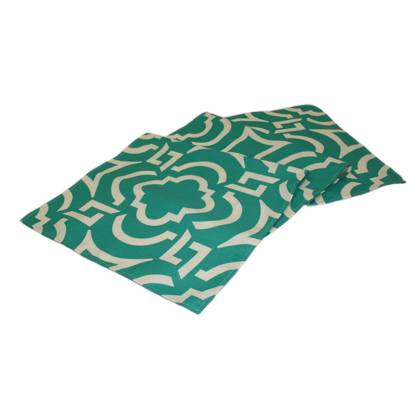 Corbeil Geometric Table Runner, 76" x 12", Teal