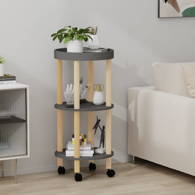 Glocester 3-Tier Rolling Cart Utility Cart with Wheels Trolley Solid Wood Pine by Ebern Designs
