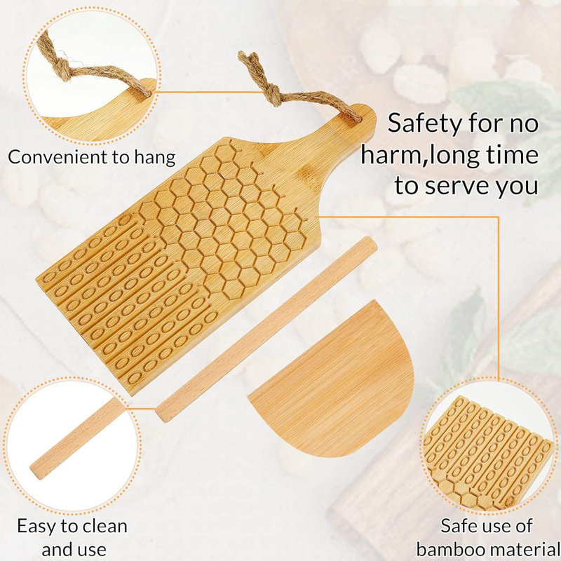 Ensemble de 3 planches à gnocchis Garganelli avec rouleau et coupe pour machine à pâtes