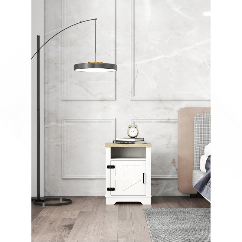 Table de chevet Farmhouse, table d'appoint avec porte de grange, table d'appoint moderne avec rangement pour chambre à coucher, bureau