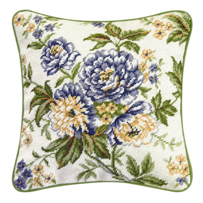 Blue Brianna Needlepoint Pillow