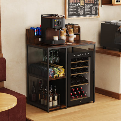 Mini Fridge Stand with Storage and Reversible Shelves by Rebrilliant