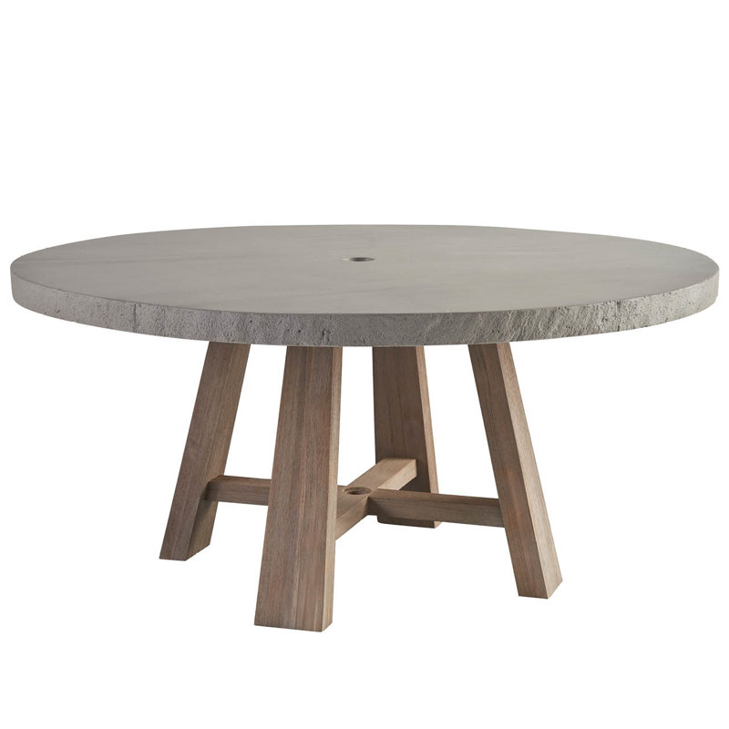 Saratoga Round Outdoor Dining Table With Umbrella Hole , 60'' in. W 60'' in. D