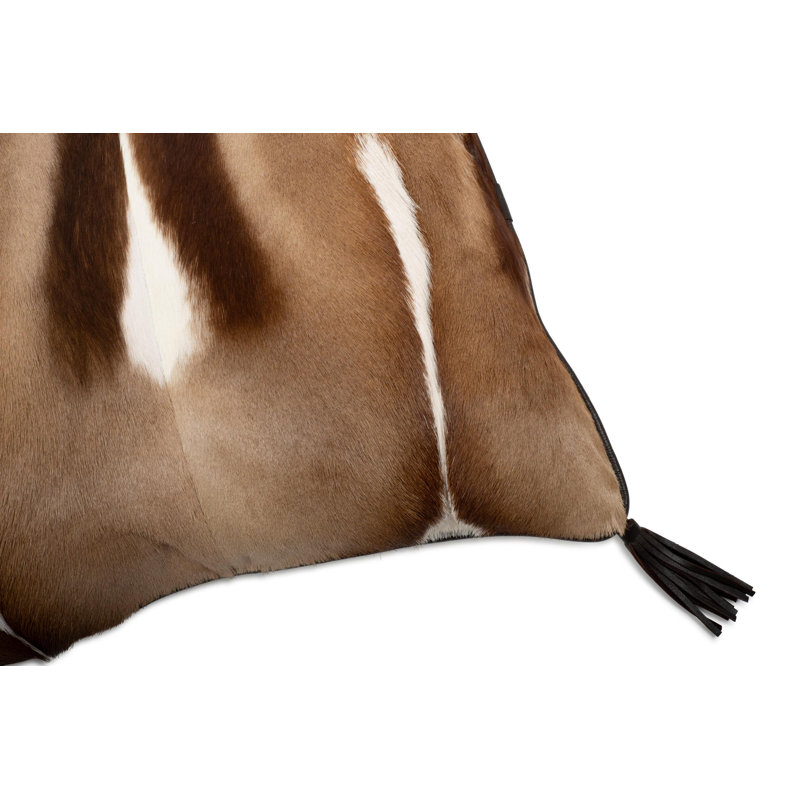 Hide Pillow w/ Leather Trim & Suede Back