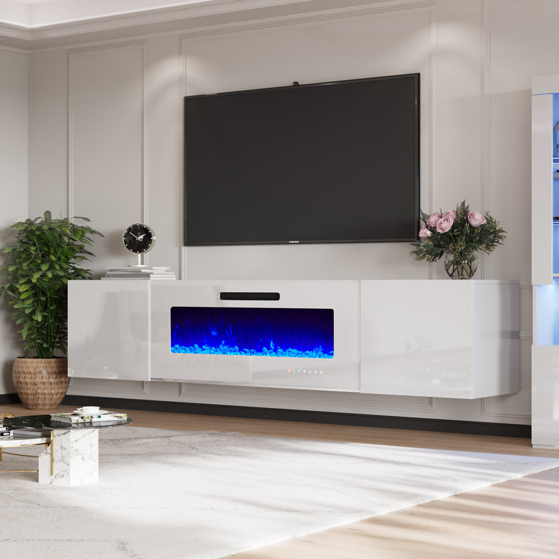 Meuble télé Bhhatu Highgloss, 80", Entièrement blanche