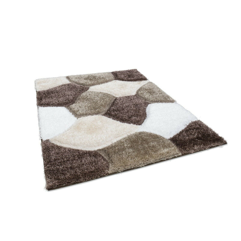 Caylin Geometric Hand Woven Shag Area Rug, Rectangle 60 x 110cm