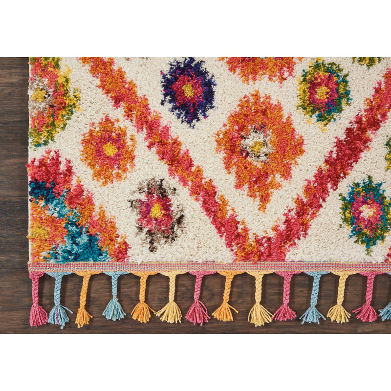 Raul Moroccan Ivory/Red/Orange/Turquoise Rug, Rectangle 7'10" x 10'6"
