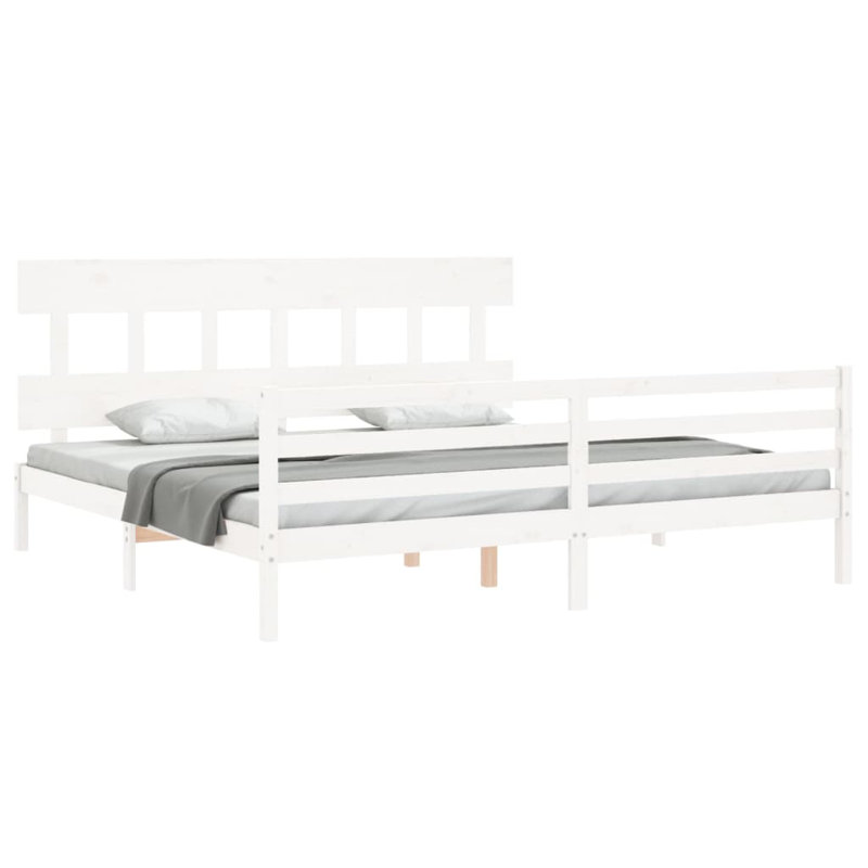 Lochridge Solid Wood Bed, White, 200 x 200 cm