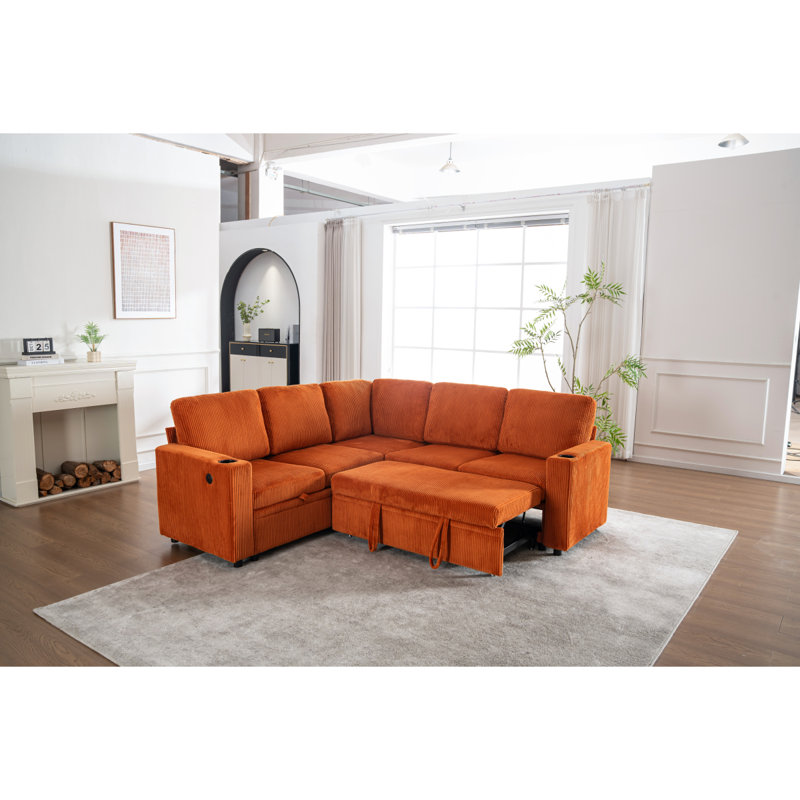 Canapé-lit modulaire avec lit escamotable Boneless, Orange