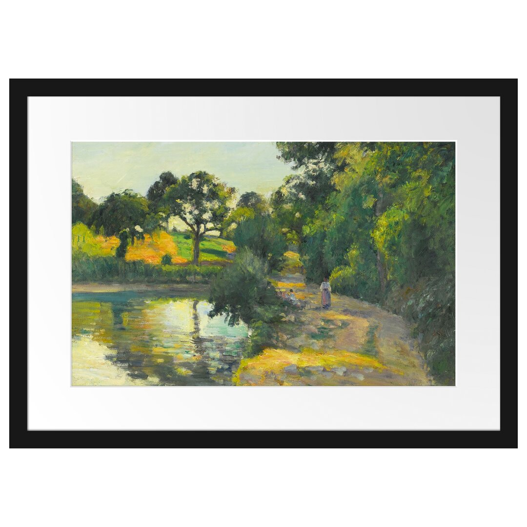 Gerahmtes Poster L'étang Au Soleil Couchant Montfouc von Camille Pissarro