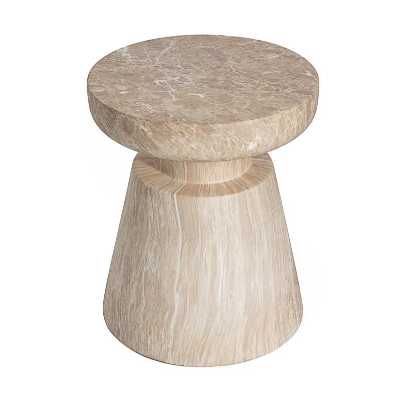 Table d'appoint d'extérieur en travertin, Gold