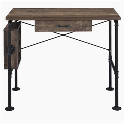 Weathered Oak and Black 1-drawer Writing Desk