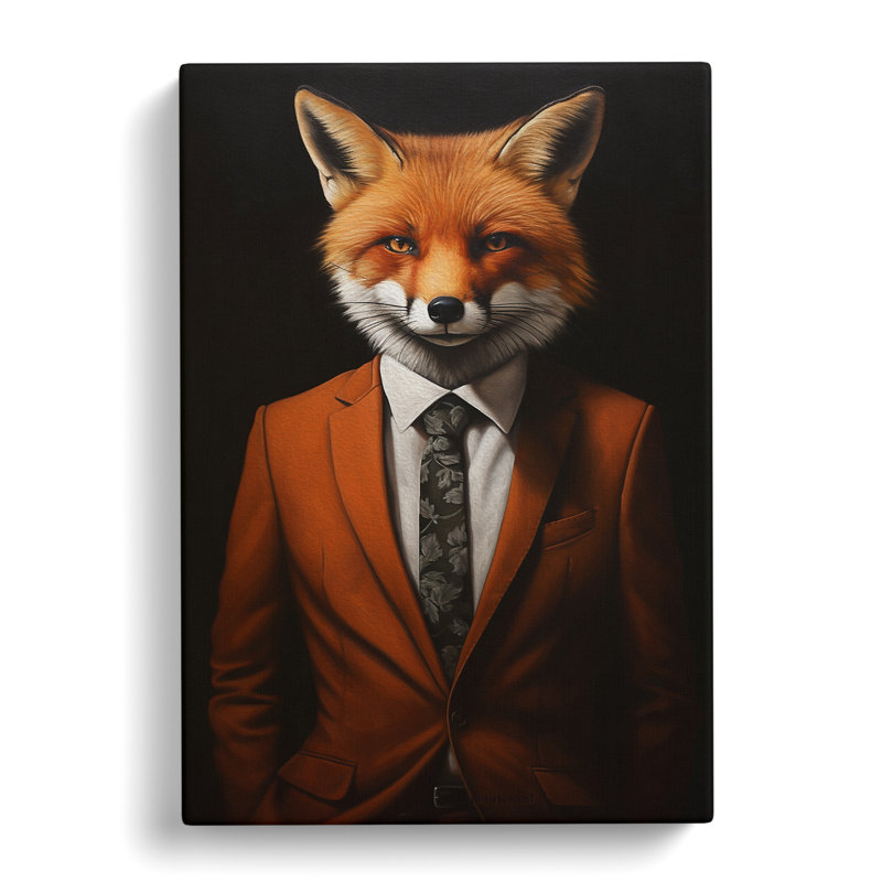 Fox In A Suit Painting No.4 - No Frame Print, 60cm H x 40cm W x 3cm D