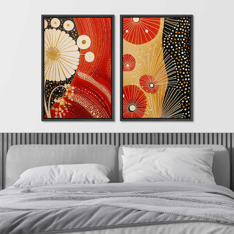 2 pièces, art japonais inspiré du kimono, Noir, H 24 po x l 16 po