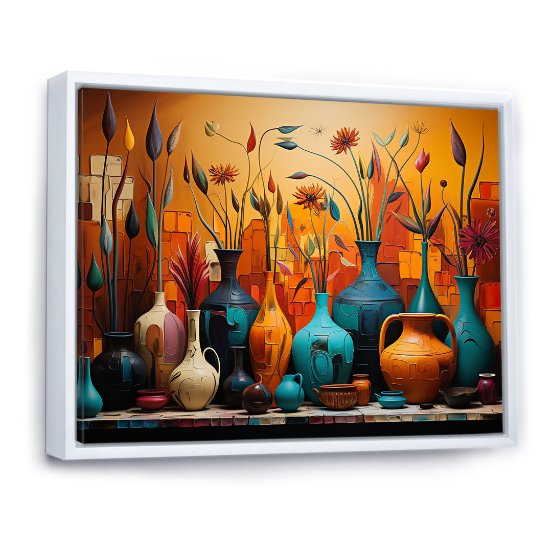 Orange Boho Pottery Expressions I - Boho Pottery Canvas Art Red Barrel Studio® Overall 