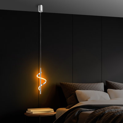 Lustre moderne en chrome de 50 à 100 cm de hauteur x 6,3 po x 6,3 po | Corps en métal, DEL 11 W, 3 000 K | Design argenté élégant pour le salon, la salle à manger et la chambre à coucher | Solution d'éclairage IP20, élégante et fonctionnelle