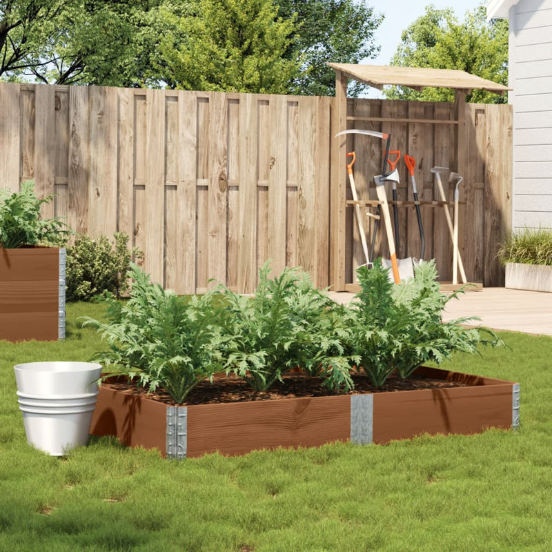 Corliss Wood Planter Box, Brown, 16.14" H x 59.06" W x 39.37" D
