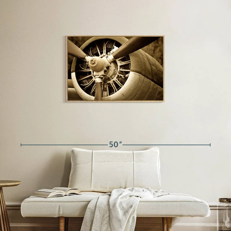 Sépia vieille hélice, Cadre flottant en bois naturel, 31 po x 21 po