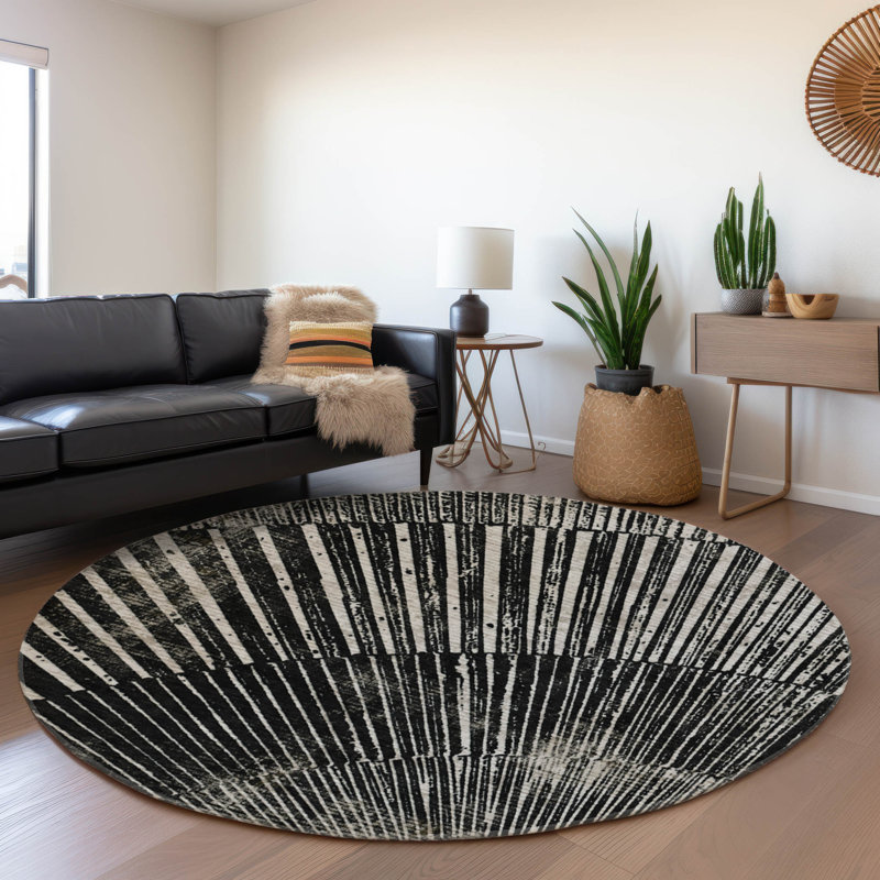 Tapis rond lavable à la machine de qualité supérieure 8 pi x 8 pi Cerrito AMF542, Round 8'