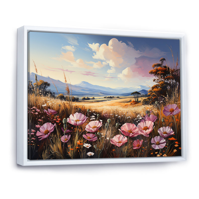 Fleur mauve colorée dans les Prairies du Nevada I, Cadre flottant blanc, H 24 po x l 32 po x P 1 po