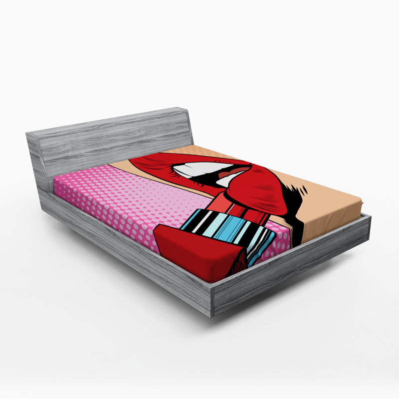 Microfiber Floral Fitted Sheet, Red Lips, Full Fitted Sheet