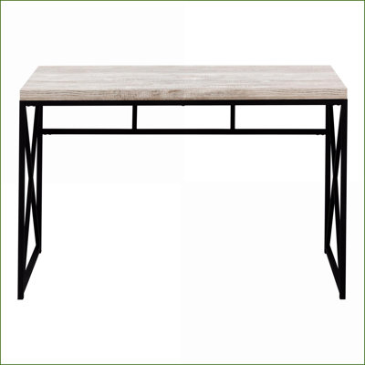 Bureaux, bureau d'ordinateur contemporain contemporain avec plateau en stratifié brun et base en métal noir L 47 po x l 24 po x H 30 po | Brun | Panneau de particules