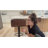 Modern Swivel Adjustable-Height Bar Stool with Walnut-Finish Bentwood Low Back-1525090905-1534210100
