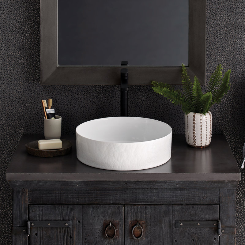 Murano Glass Handmade Circular Vessel Bathroom Sink, Bianco