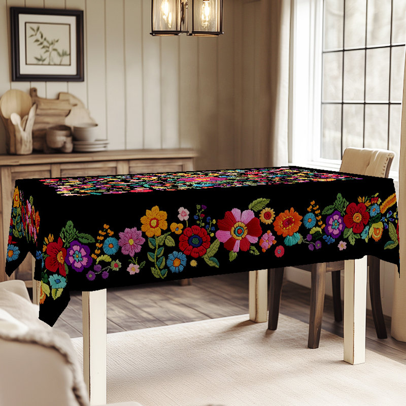 Spring Summer Ellis 140x180cm Rectangular, Flowers Floral Table Cover for Party Picnic Dinner Decor, 70" L x 55" W
