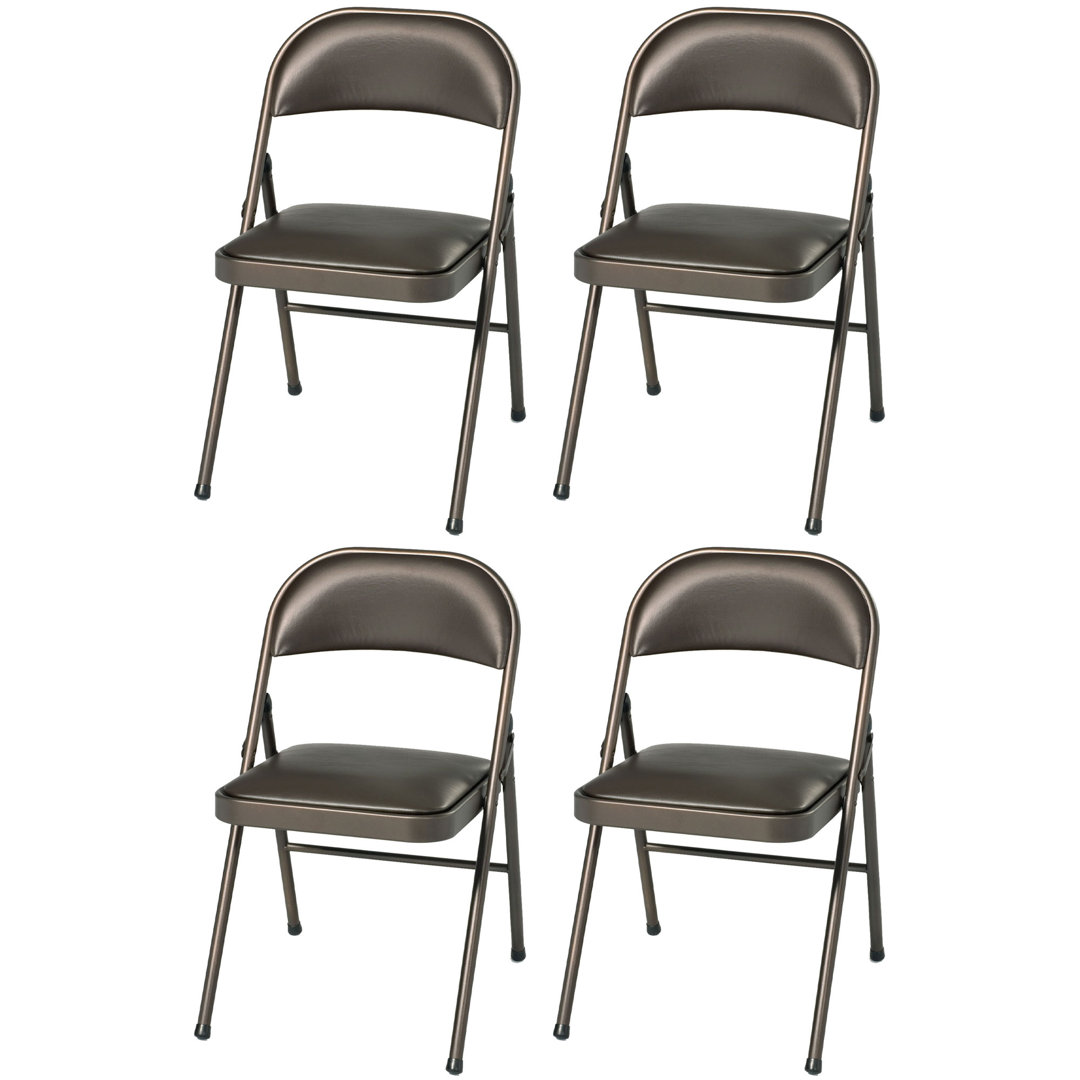 Red Barrel Studio® Sudden Comfort Deluxe Cinnabar Vinyl Seat Padded Folding Chair, (Set of 4) (Set of 4) Red Barrel Studio®