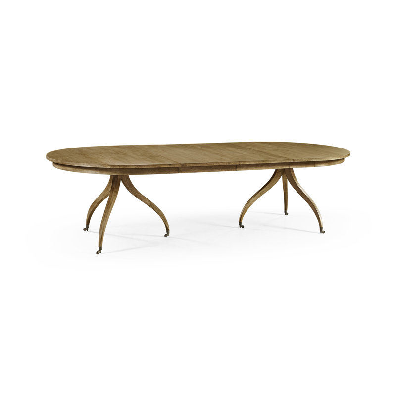 Solar Oval Solid Wood Extendable Double Pedestal Dining Table, Sun Bleached Cherry