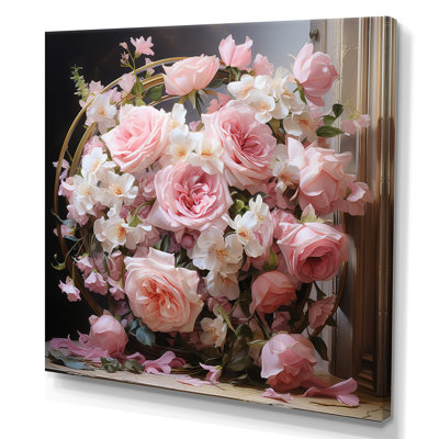 «Pink Wreath», impression romantique sur toile
