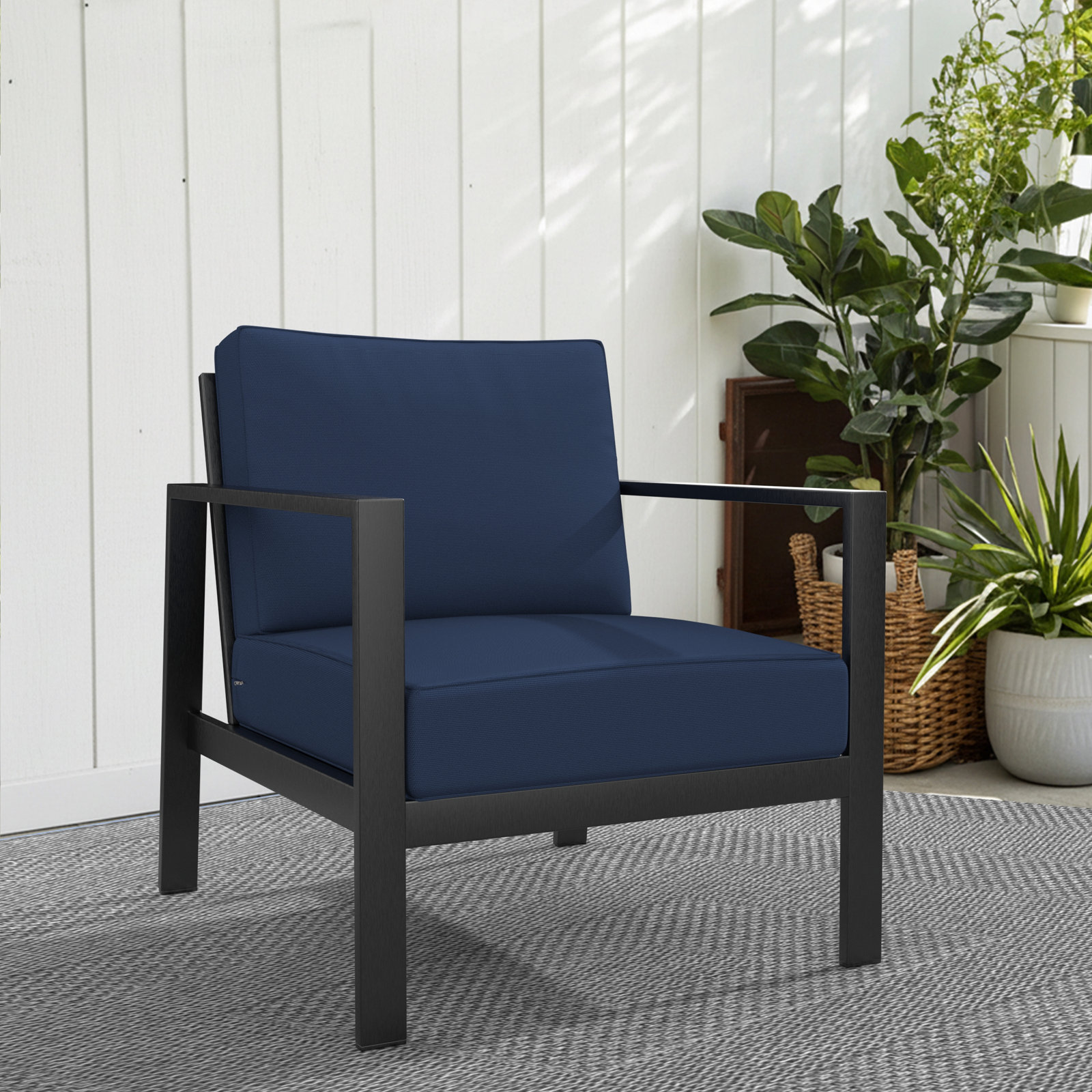 Lani 25" Sunbrella® Seat and Back Cushion, Canvas Navy Sunbrella® Canvas
