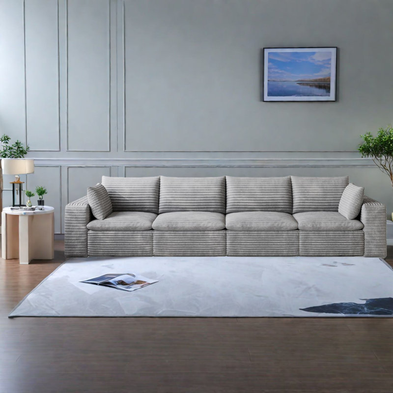 Compression Cloud Sofas, 134 Inch Corduroy Modern Modular Couch For Home