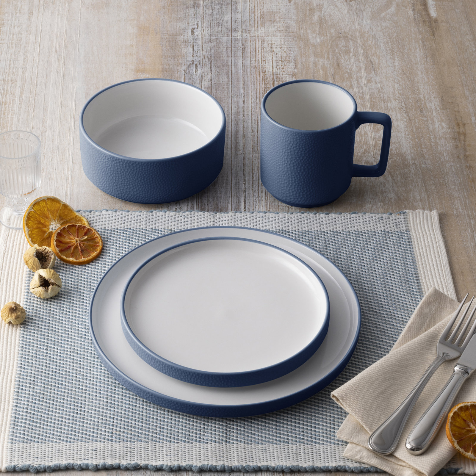 Colortex Stone 10" Porcelain Dinner Plate, Blue