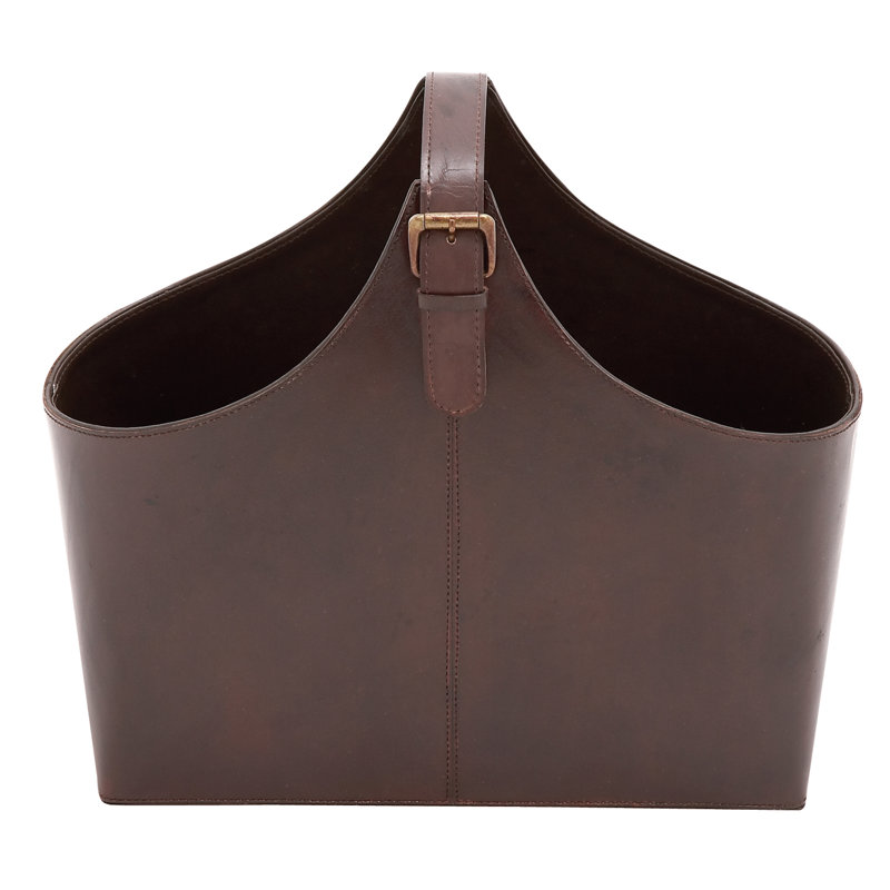 Alline Leather Free Standing Magazine Rack, Brown